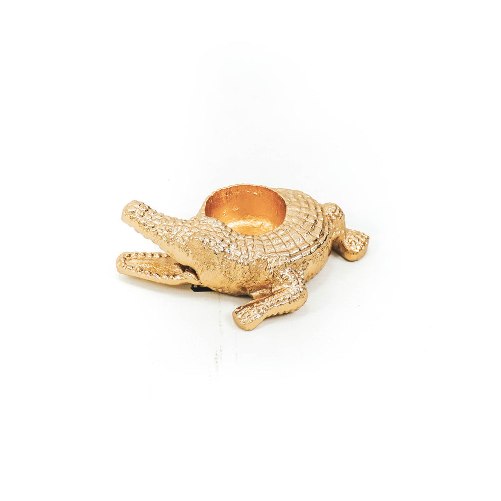 Teelichthalter Krokodil Gold – Stimmungsvolles Aluminium-Design
