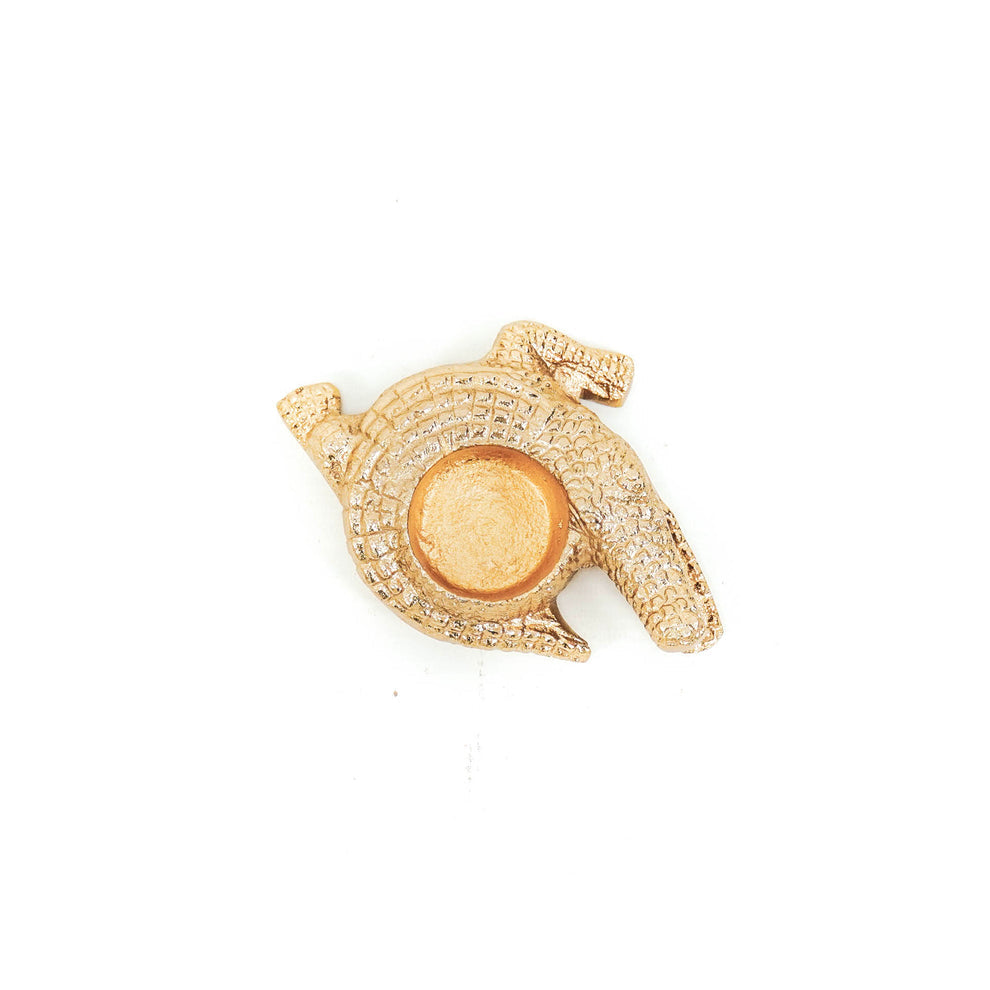 Teelichthalter Krokodil Gold – Stimmungsvolles Aluminium-Design