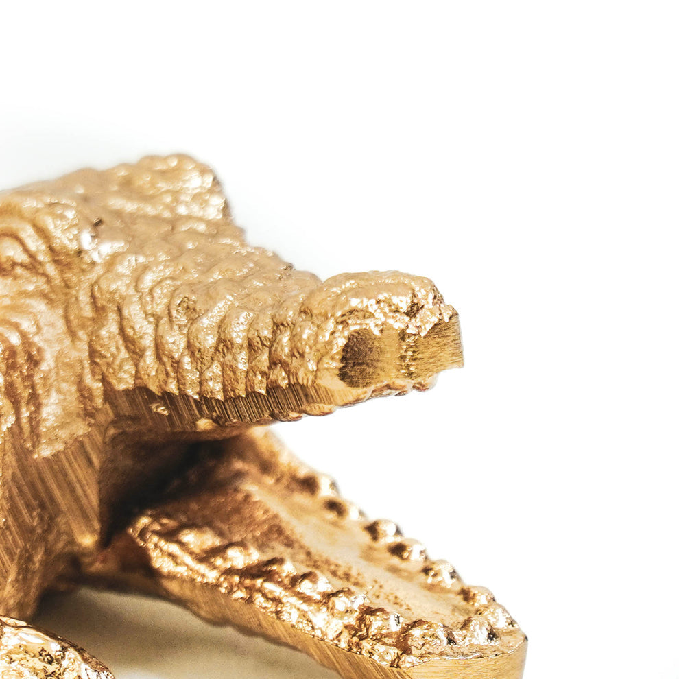 Teelichthalter Krokodil Gold – Stimmungsvolles Aluminium-Design