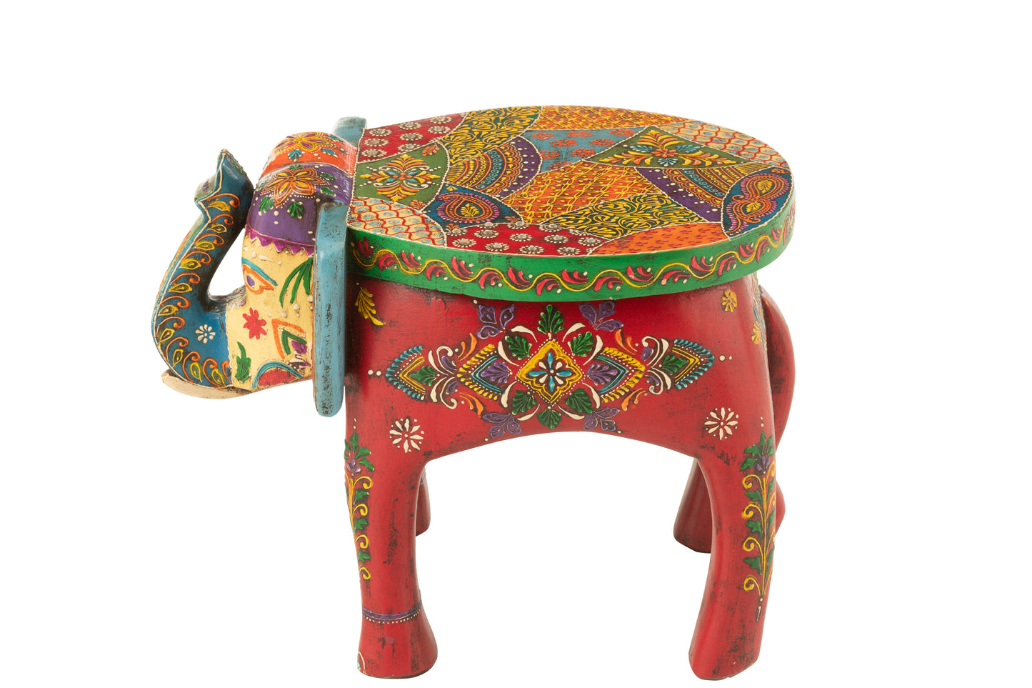 Kruk Olifant Delhi – Handbeschilderd Mangohout 35 cm