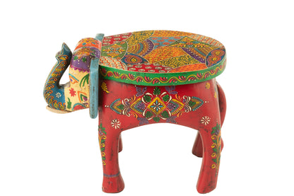 Kruk Olifant Delhi – Handbeschilderd Mangohout 35 cm