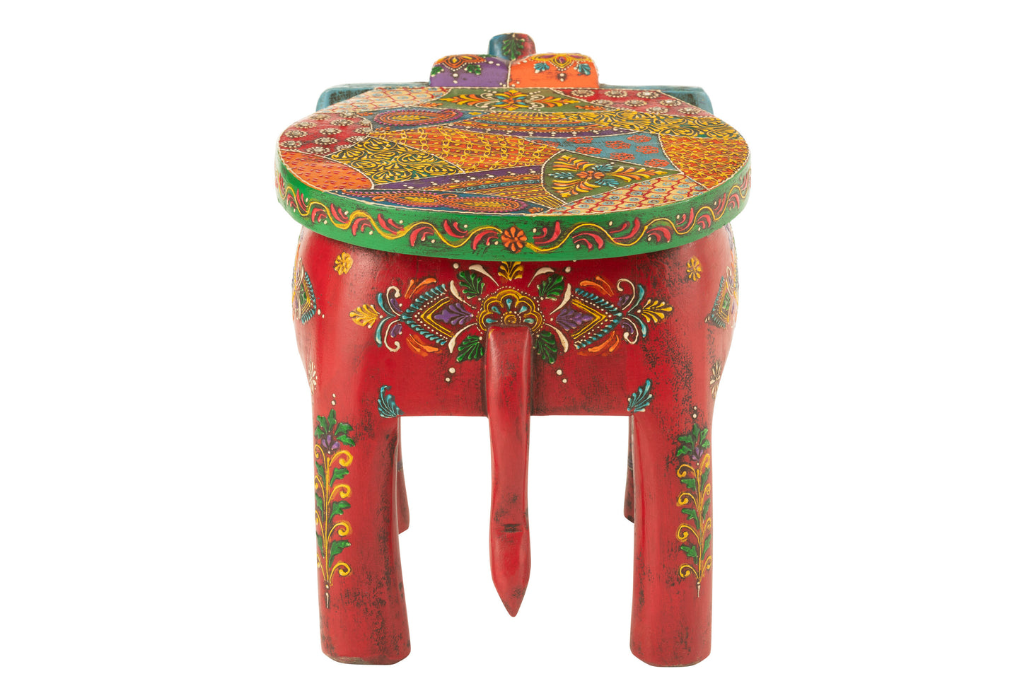 Kruk Olifant Delhi – Handbeschilderd Mangohout 35 cm