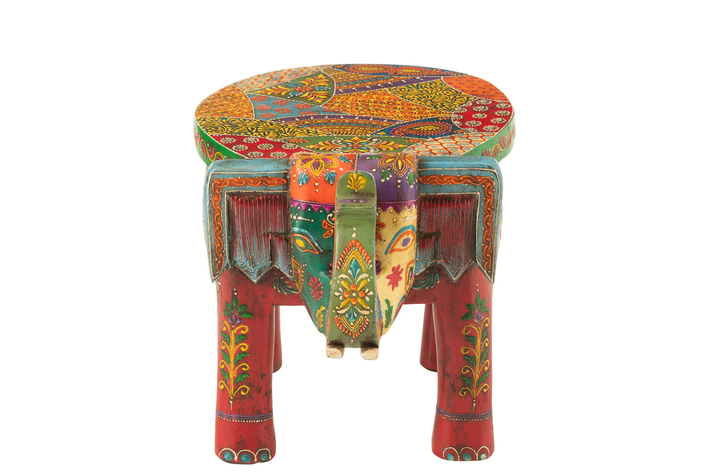 Kruk Olifant Delhi – Handbeschilderd Mangohout 35 cm