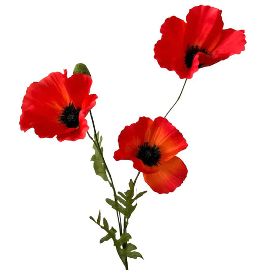 kunst klaproos rood oranje poppy tak 63 cm decoratie bloem