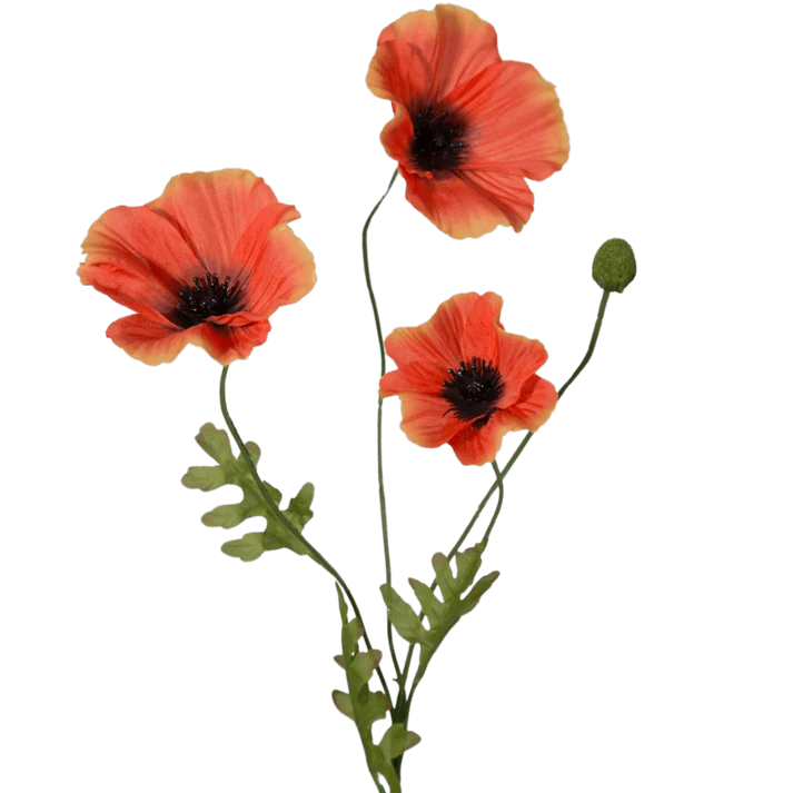 kunst klaproos donker oranje poppy tak 63 cm decoratie bloem