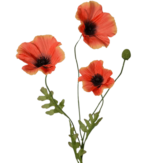kunst klaproos donker oranje poppy tak 63 cm decoratie bloem