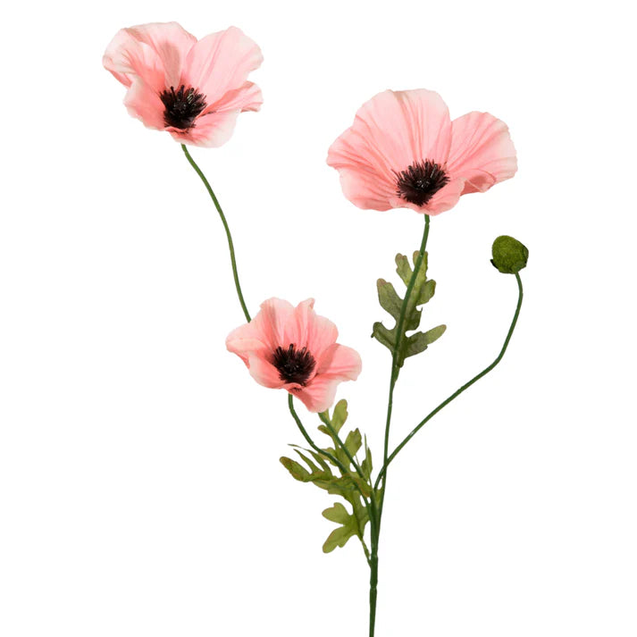 kunst klaproos roze poppy tak 63 cm decoratie bloem