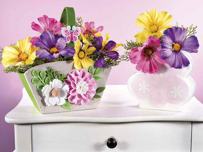 Kunstbloemen Boeket Klaprozen & Veldbloemen – Roze/Geel/Paars
