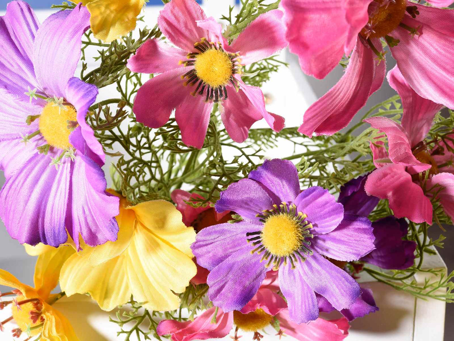 Kunstbloemen Boeket Klaprozen & Veldbloemen – Roze/Geel/Paars