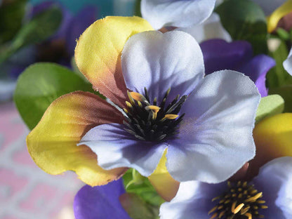Kunstbloemen Boeket Viooltjes – Paars/Geel