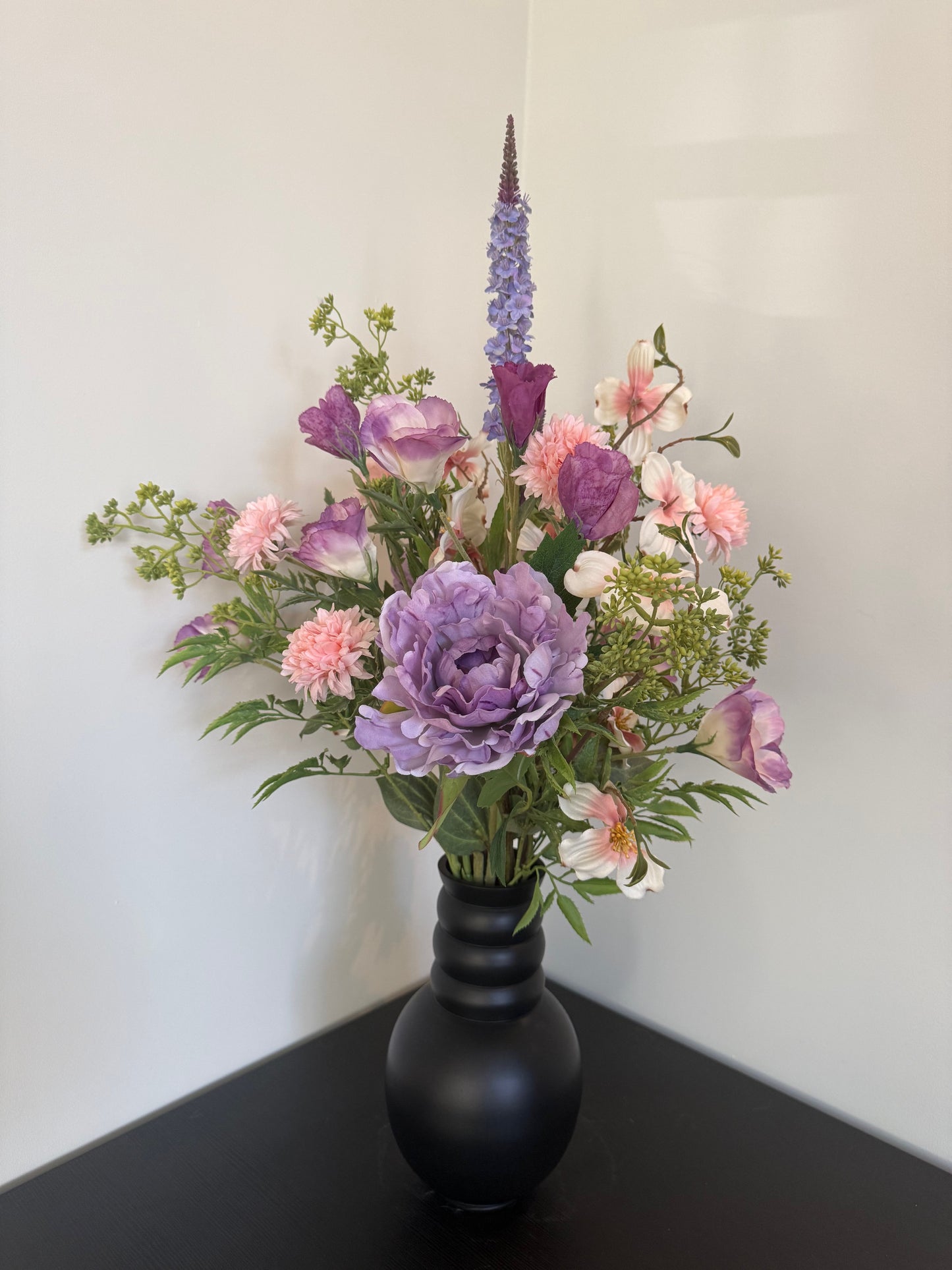 Luxe kunstbloemen boeket paars & roze – los of met Amarga vaas