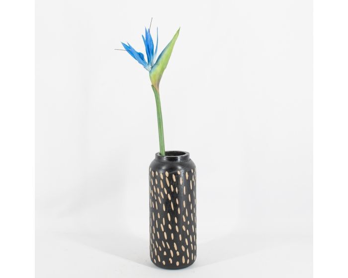 Blauwe Bird of Paradise Strelitzia kunsttak van 74 cm met tropische bloem in decoratieve vaas