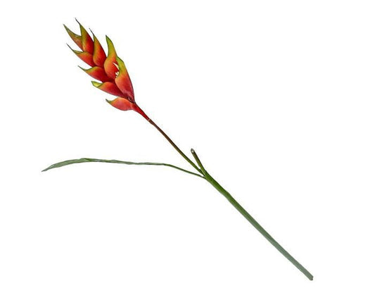 Tropische Heliconia kunsttak van 87 cm met oranje-rode bloem en groene accenten voor vazen en arrangementen