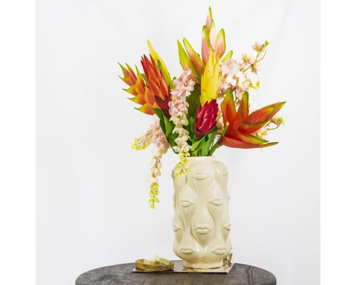 Kunsttak Tropische Protea Geel – 83 cm