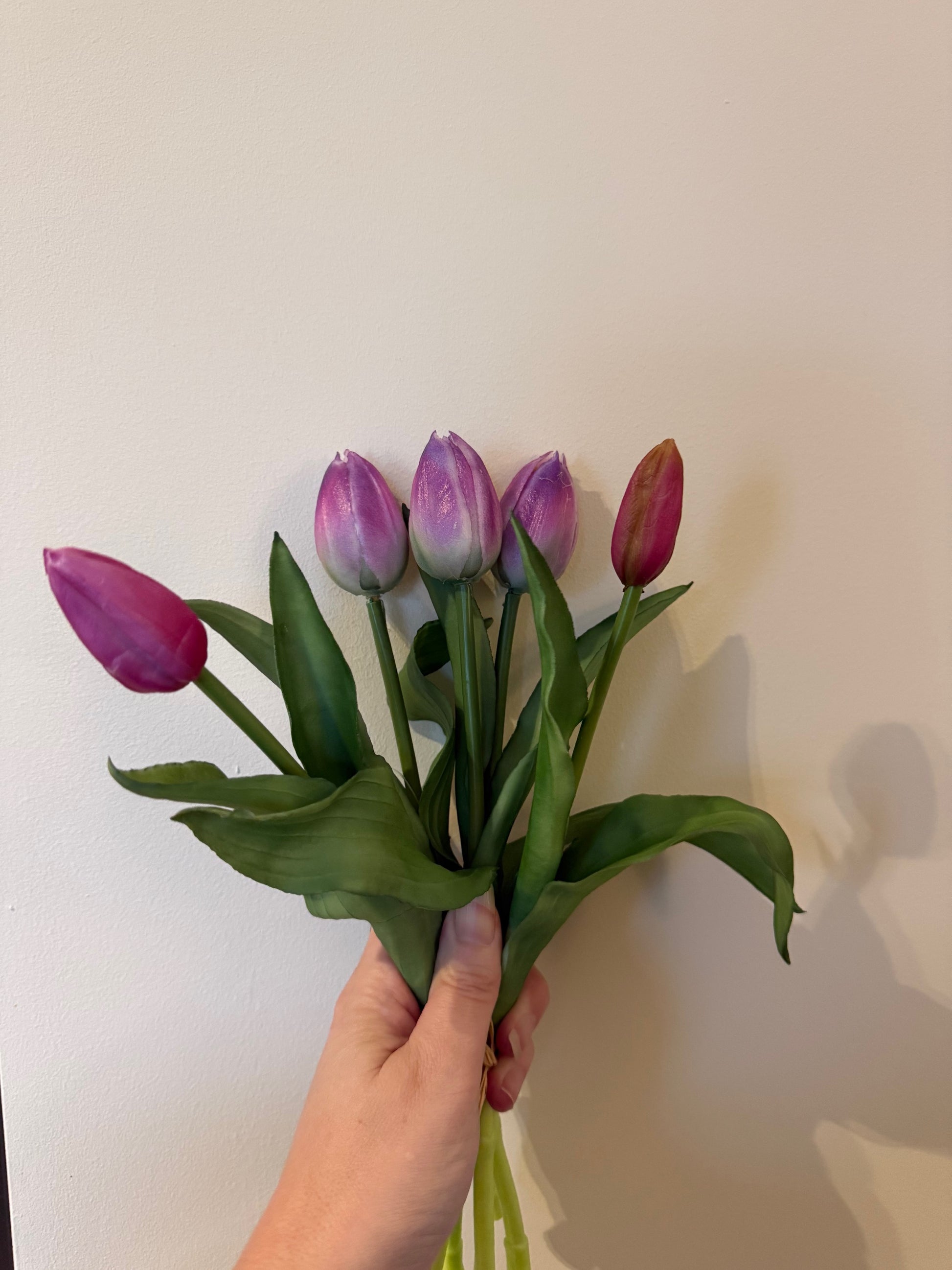 Paars-witte kunsttulpen Countryfield real touch bosje 30 cm Krokomingo