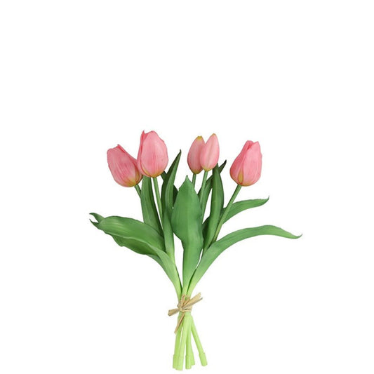 Roze kunsttulpen real touch 28 cm van Countryfield in bosje