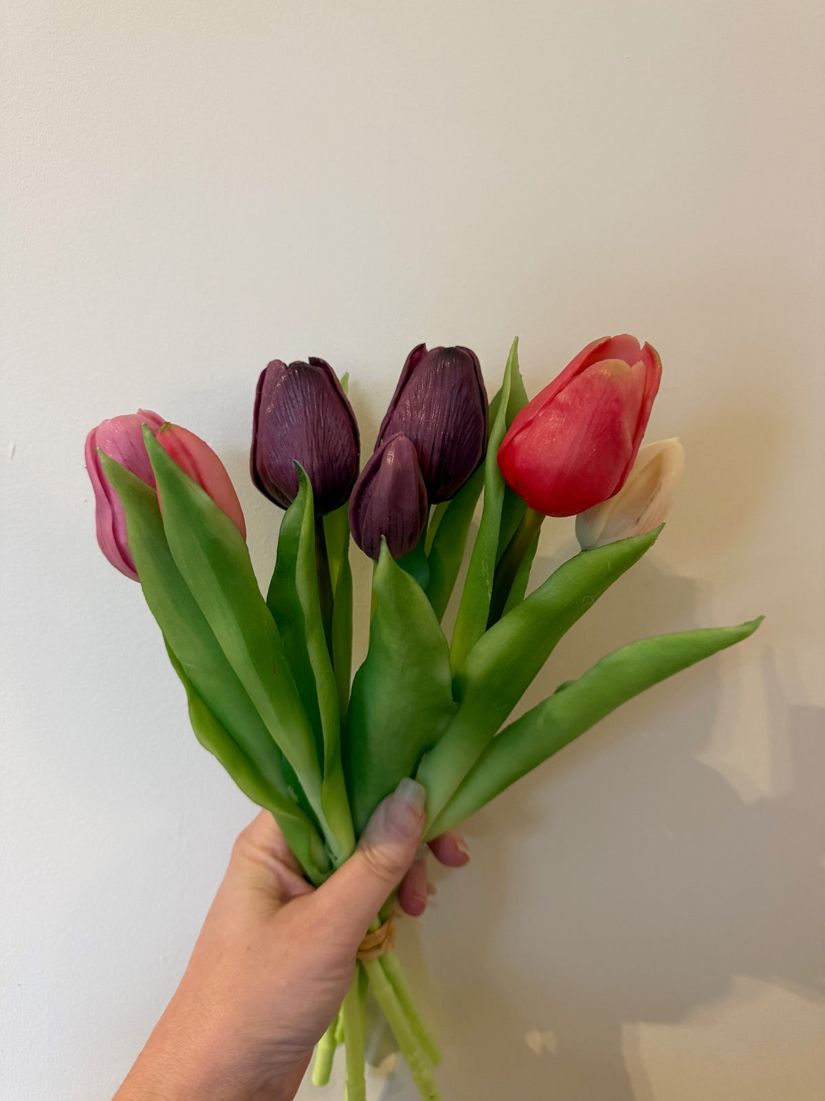 Künstliche Tulpen, lila-rosa gemischt, realistische Haptik, 32 cm
