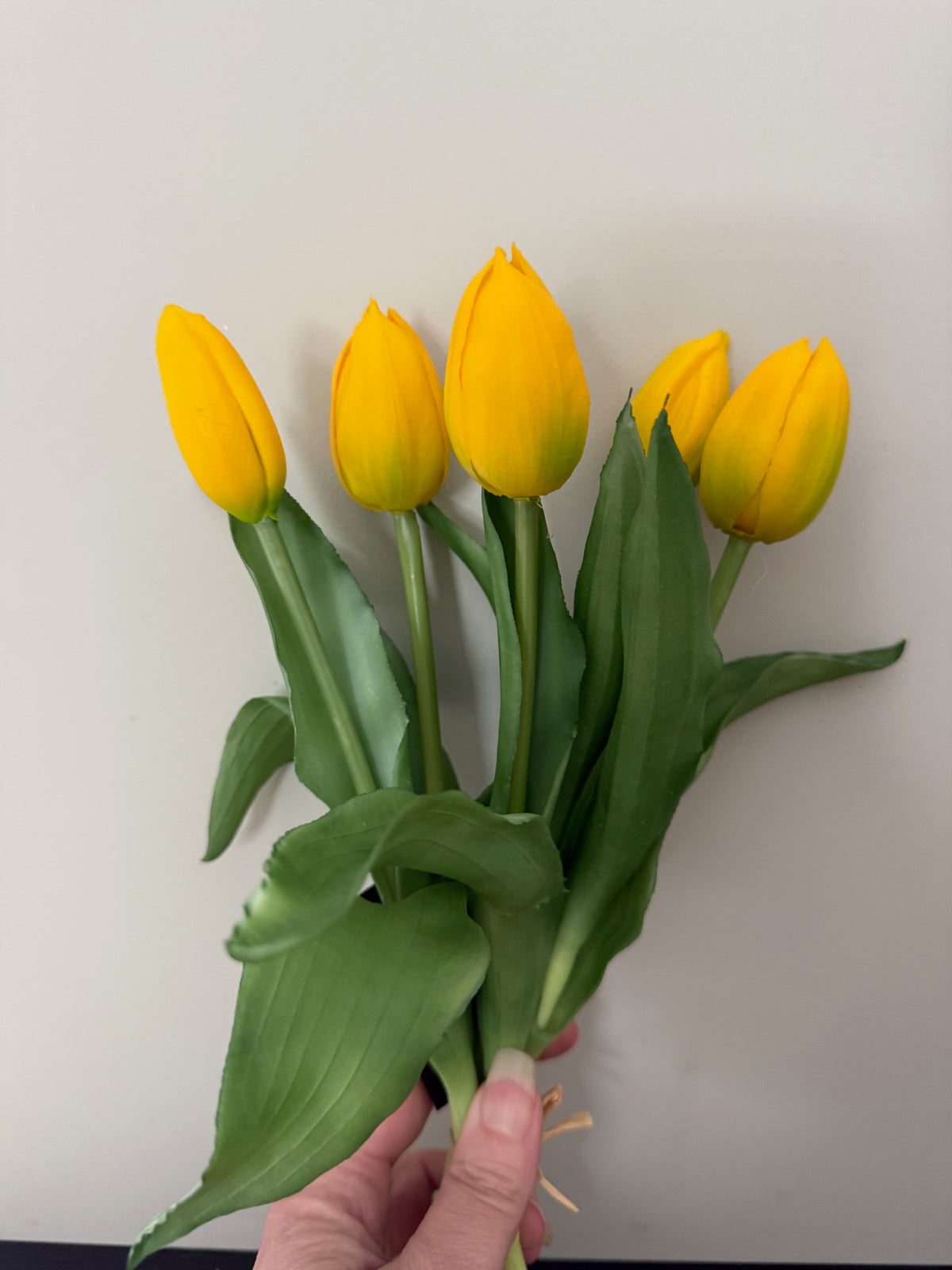 Künstliche Tulpen, gelb – Real Touch Strauß – 30 cm – 5er-Set