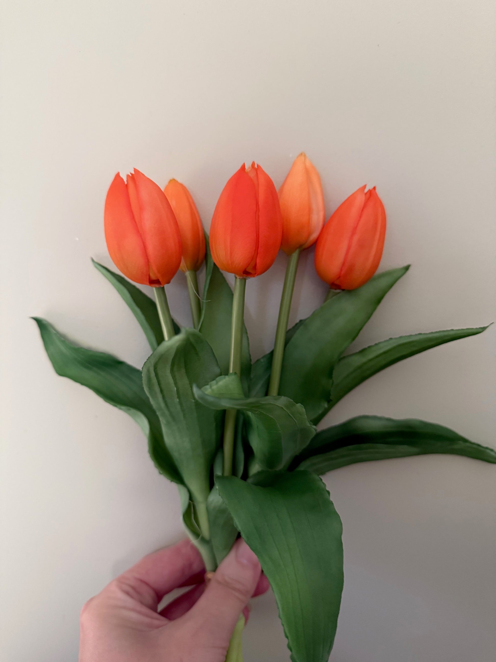 Bosje oranje kunsttulpen – 5 stuks – real touch zijdentulpen – 30 cm – Krokomingo