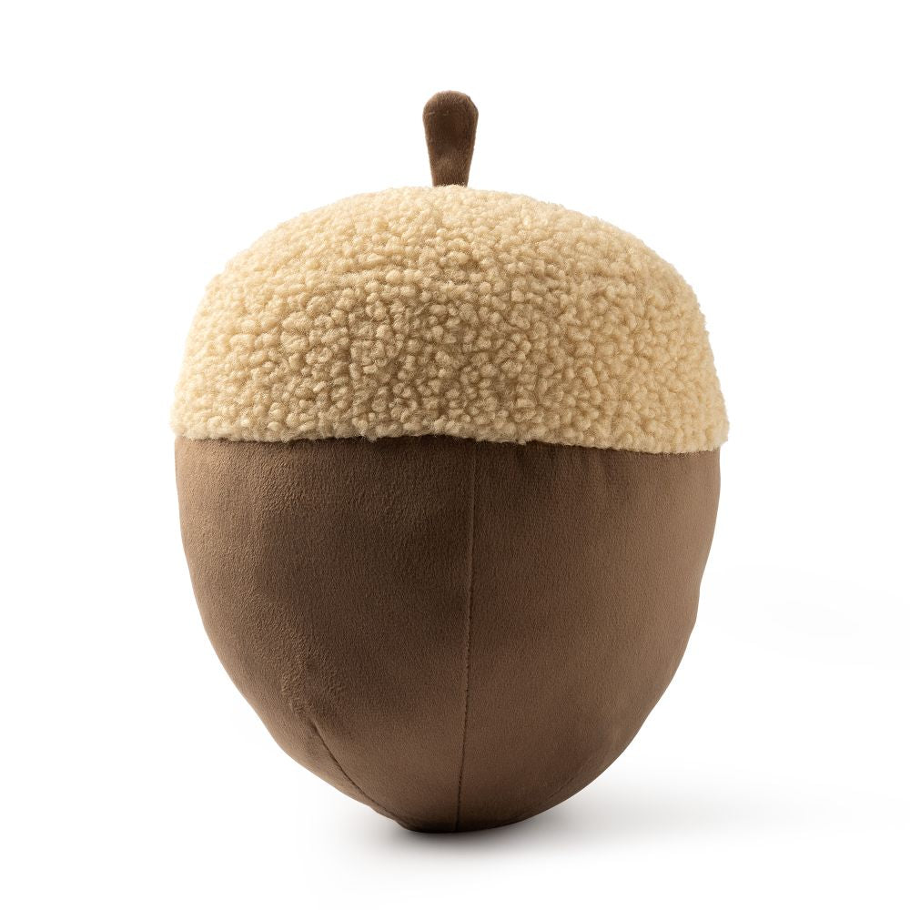 Bruin eikel kussen Cocoa met teddy bovenkant 18 x 23 cm
