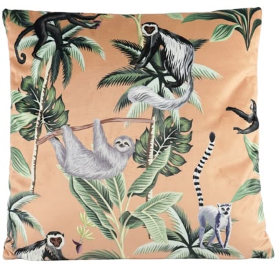 Tiseco Ambiance Decorative Cushion Jungle Animals Peach 45 x 45 cm