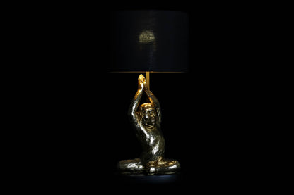 Golden Monkey in Yoga Pose Table Lamp with Black Shade – 49 cm