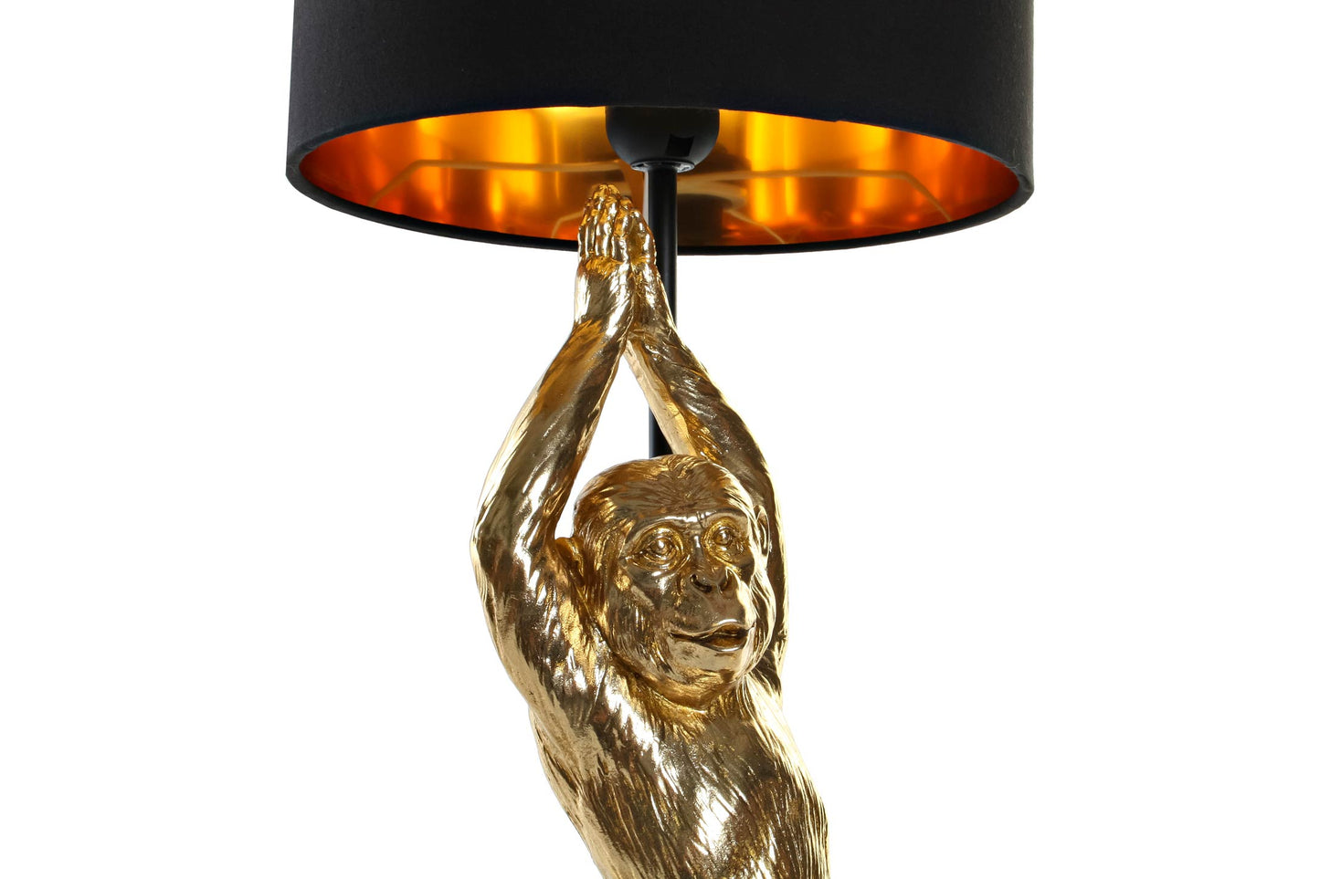 Golden Monkey in Yoga Pose Table Lamp with Black Shade – 49 cm