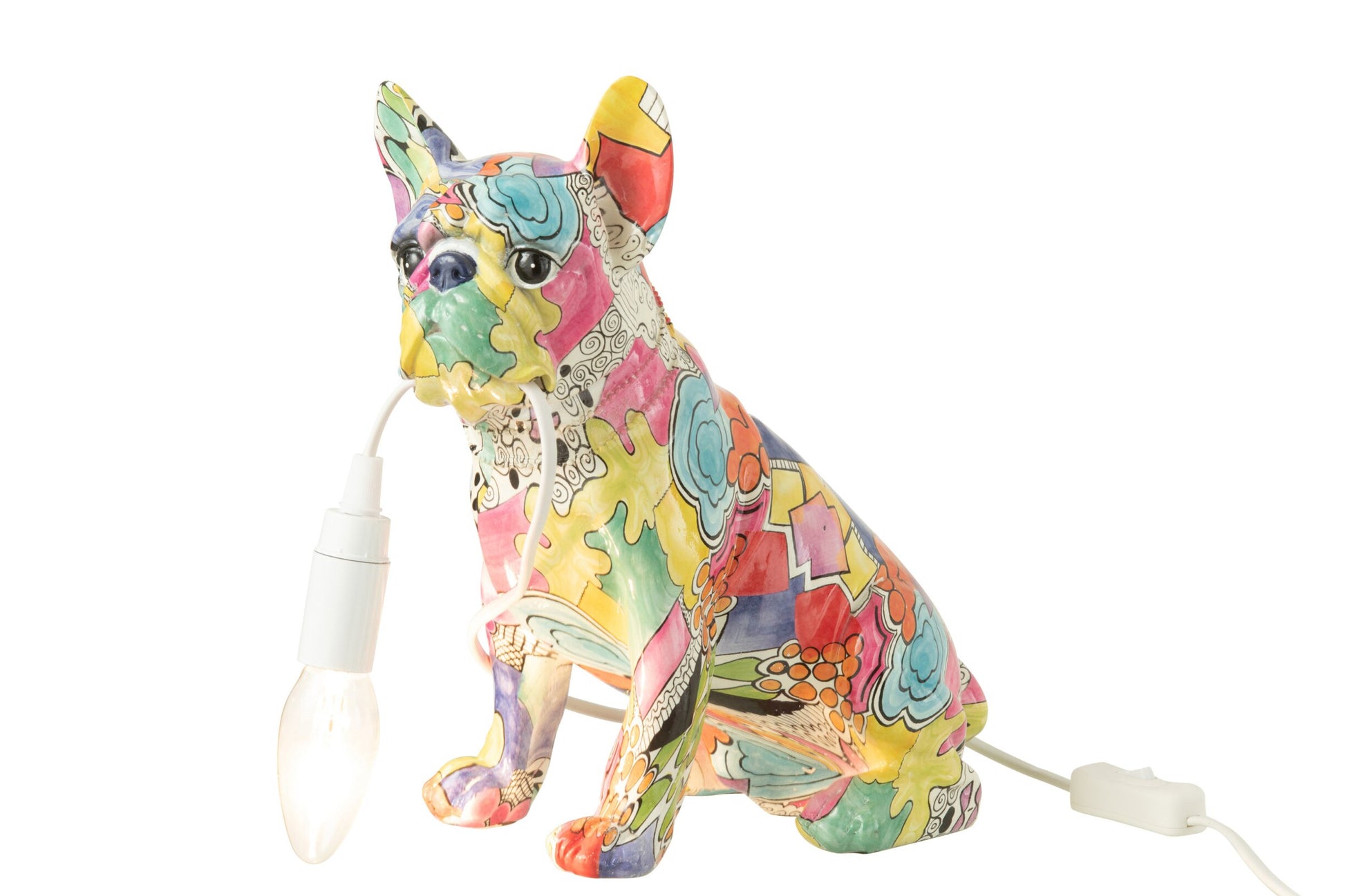 J-Line bulldog lamp in multicolor pop-artstijl met E14-fitting