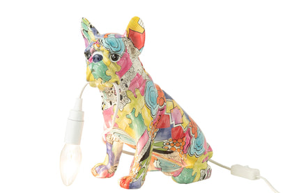 J-Line bulldog lamp in multicolor pop-artstijl met E14-fitting