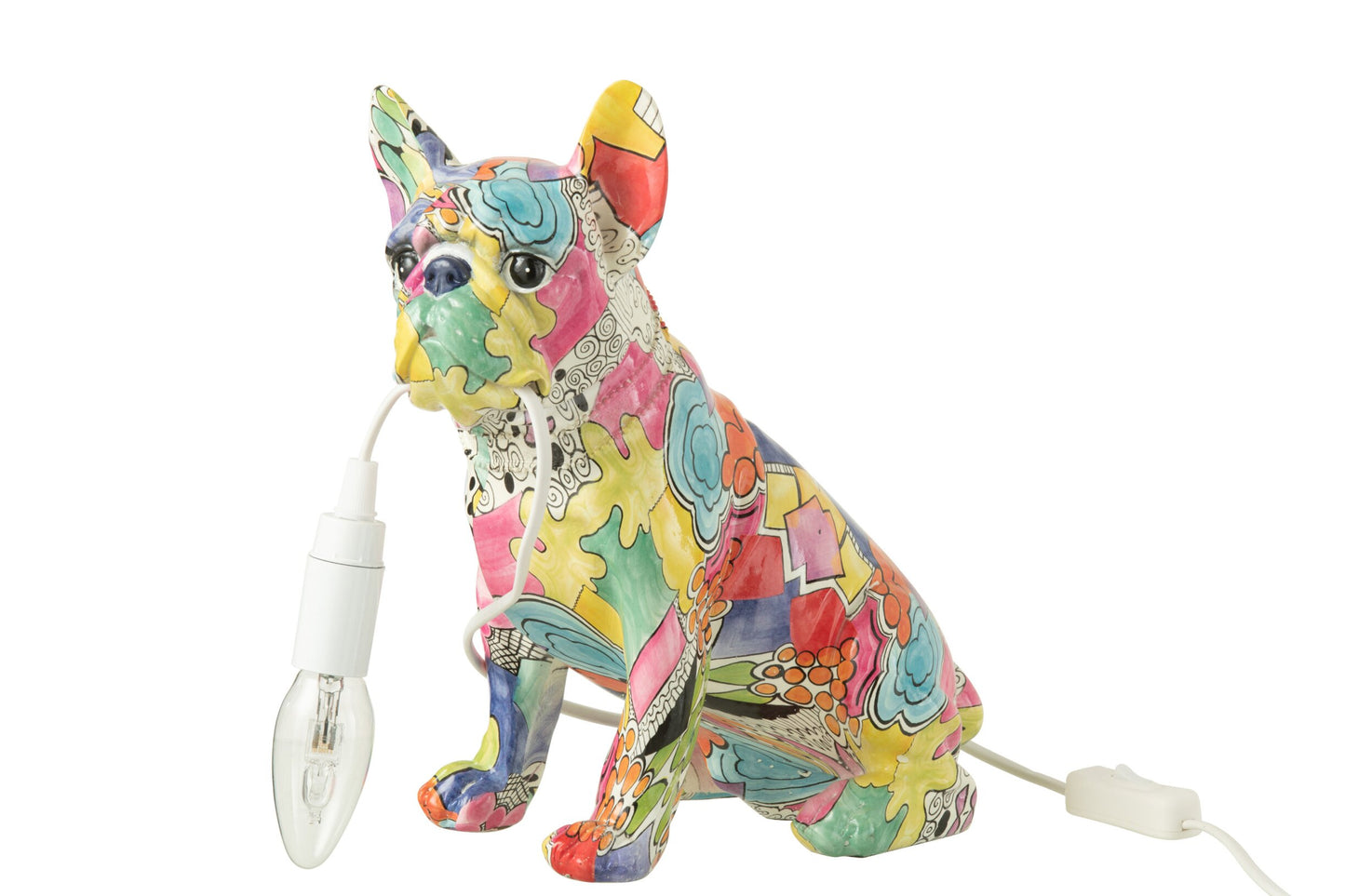 Bulldog Lampe Pop Art Mehrfarbig – 29 cm