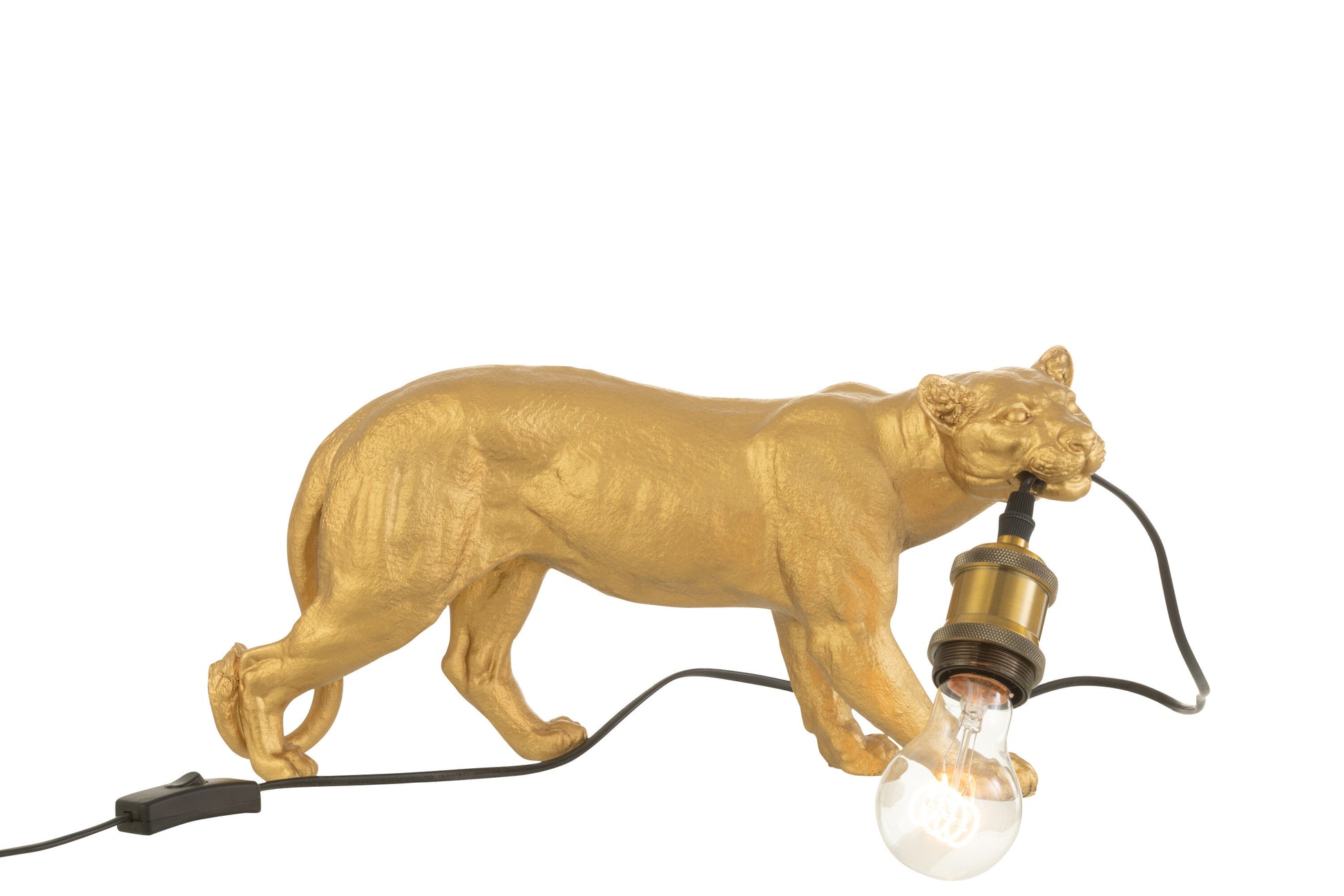 gouden panter lamp tafellamp dierenbeeld met lamp fitting