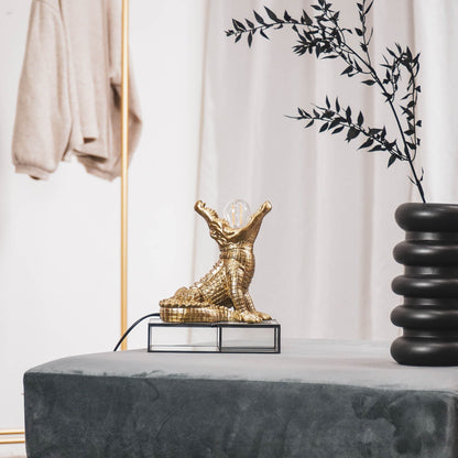 Goldene Tischlampe Krokodil