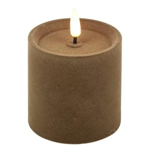 Countryfield Velvet LED Kaars Bruin – 3 Maten