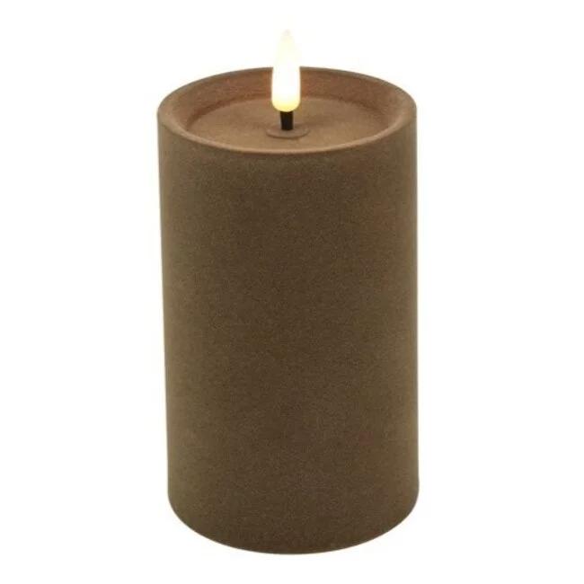 Countryfield Velvet LED Kaars Bruin – 3 Maten
