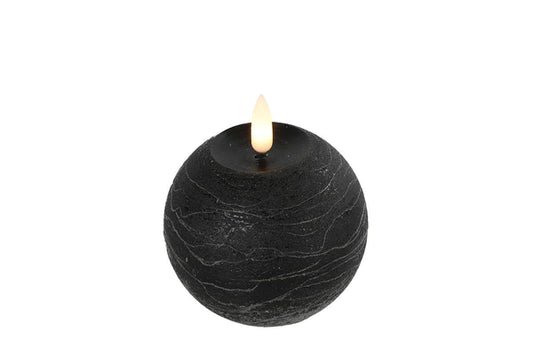 Zwarte LED bolkaars Ø8 cm met wax en timer – Krokomingo