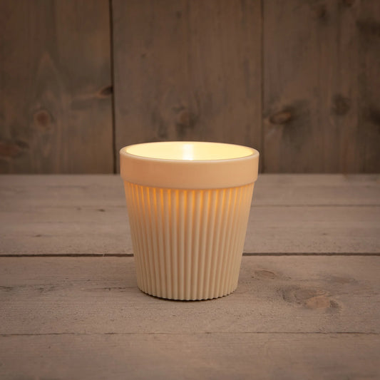 LED buitenkaars wit in pot met 3D vlam en elegante rand voor tuin of balkon