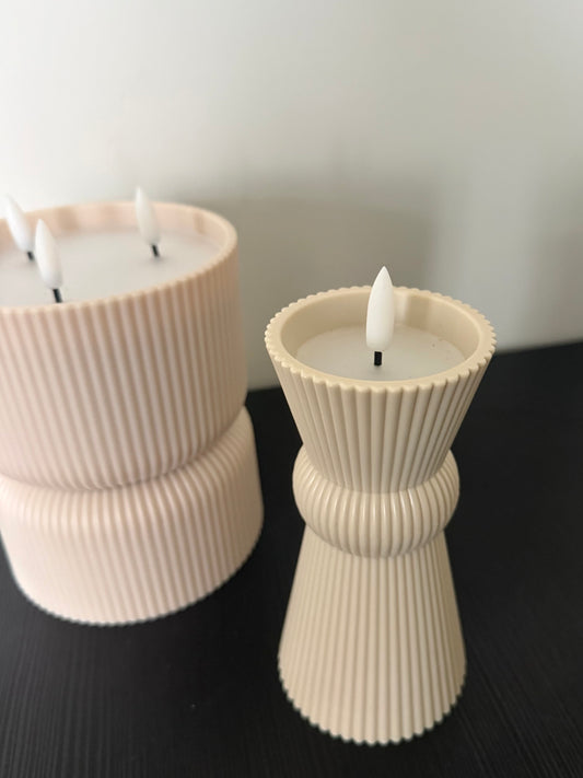 led buitenkaars 3d vlam zandkleur kunststof kaars