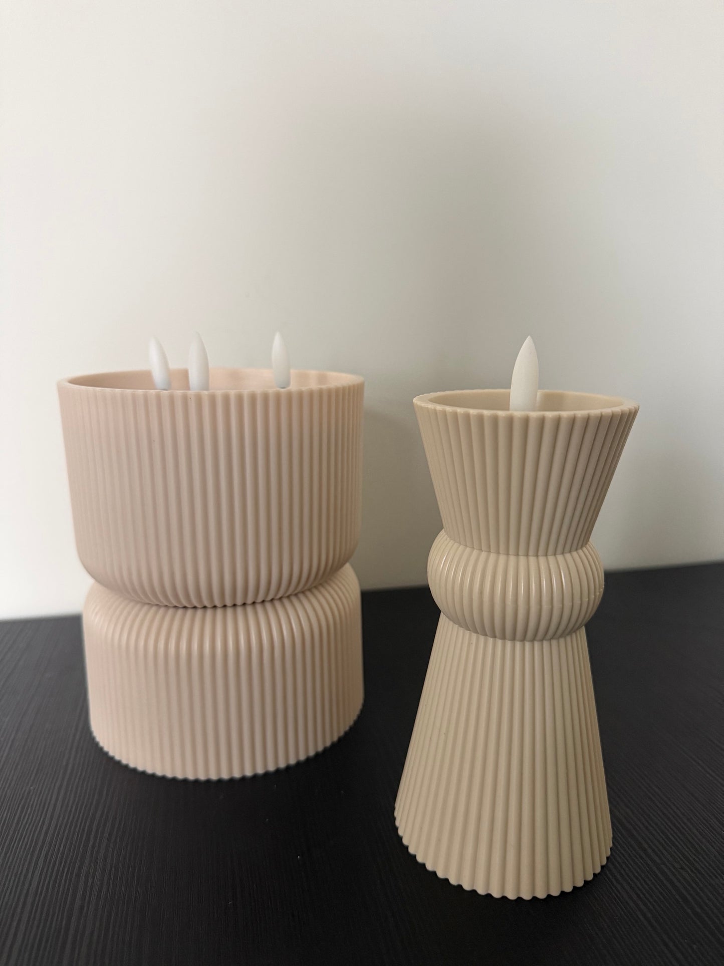 LED Outdoor Candle with 3D Flame – Sand-Colored Candle with Timer