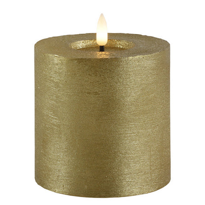 LED Stompkaars Goud Ø10 cm – Luxe Kaars met Timer (3 Hoogtes)