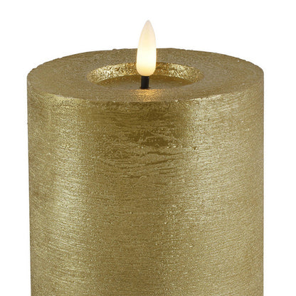 LED Stompkaars Goud Ø10 cm – Luxe Kaars met Timer (3 Hoogtes)