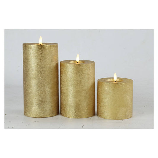 LED Stompkaars Goud Ø10 cm – Luxe Kaars met Timer (3 Hoogtes)