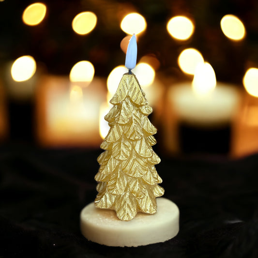 Gouden LED kerstboomkaars van wax – Countryfield – 7x7x14 cm – flikkerend vlammetje – incl. batterij