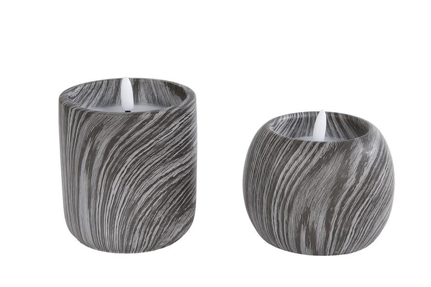 led kaars stenen pot grijs marblelook 9,5 cm sfeerverlichting