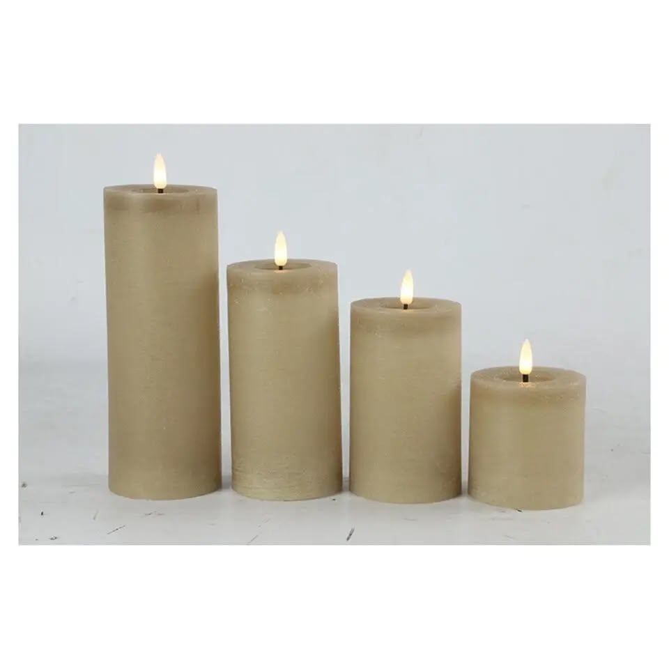 Countryfield LED stompkaarsen beige taupe in 4 maten