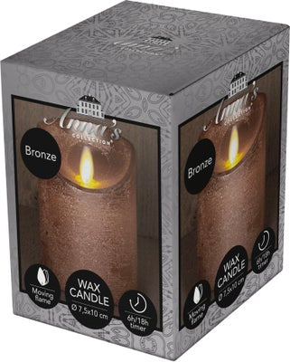 LED Stompkaars Brons – Real Flame Effect 7,5 x 10cm | Wax
