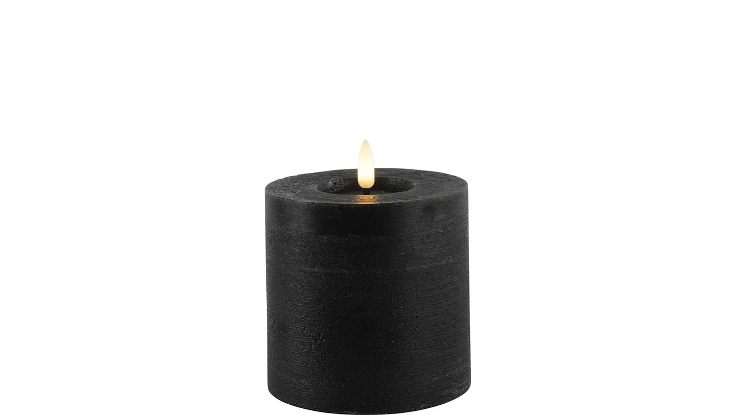 Wide LED Pillar Candle Black Ø10 cm – Countryfield (3 Heights)