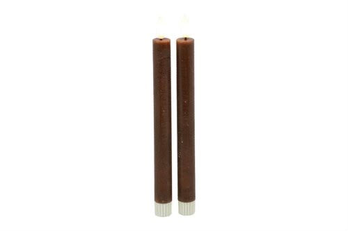 Countryfield bruine LED dinerkaarsen 22,5 cm set van 2 met afstandsbediening