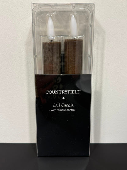 Countryfield LED Dinerkaarsen Bruin 15 cm – Set van 2