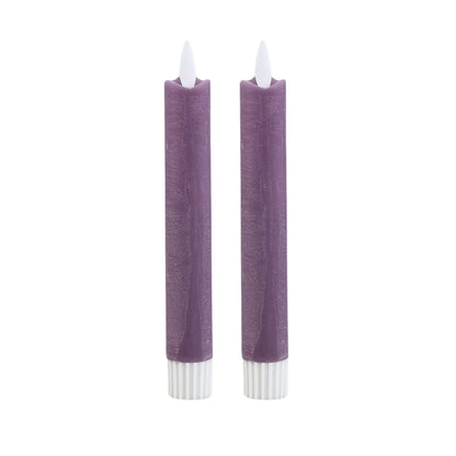 PTMD Paarse LED Dinerkaarsen – Set van 2 – Bewegende Vlam – 16 cm