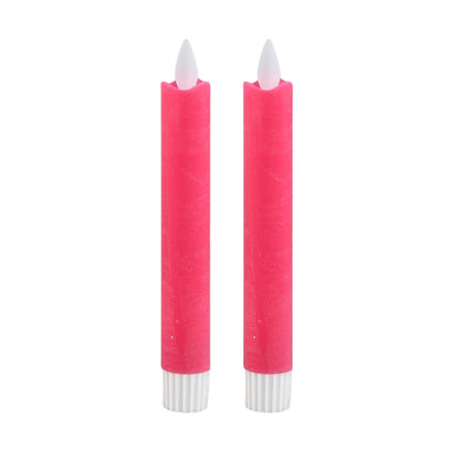 PTMD Roze LED Dinerkaarsen – Set van 2 – Bewegende Vlam – 16 cm
